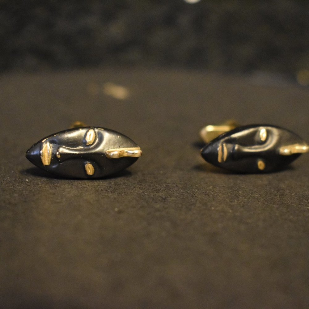 Vintage Swank African Mask Cuff Links
